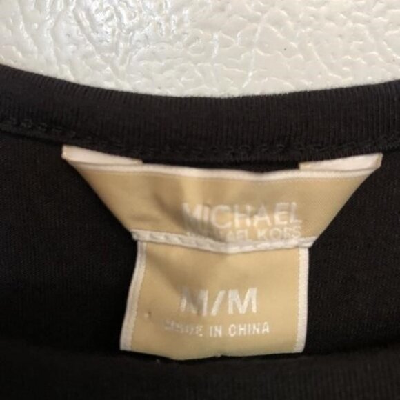 Michael Kors Black Scoop Neck Gold Studded Embellished Blouse size Medium - Picture 3 of 4